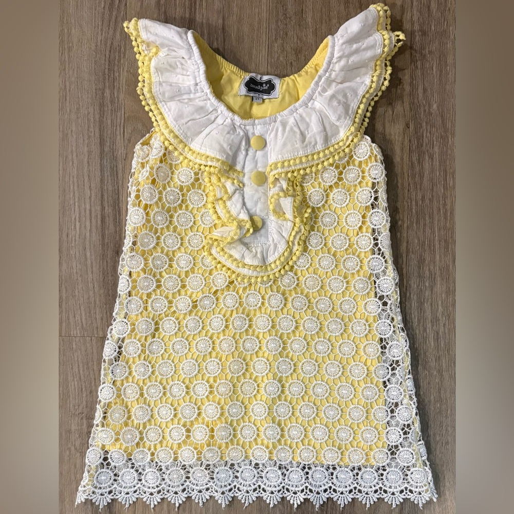 Mud Pie Yellow and White Lace Dress-size 2T